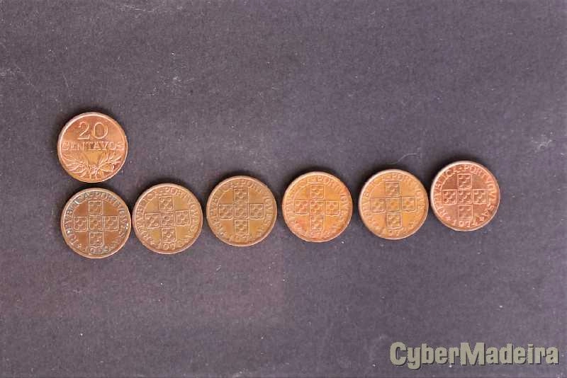 Moedas de $10 centavos e de $20 centavos dos anos 1969 a 1978