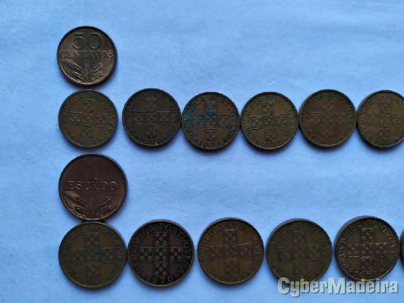 Moedas de Republica de $50 (50 centavos) e 1 escudo de 1969 a 1979.