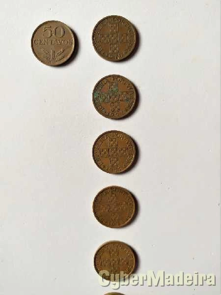 Moedas de Republica de $50 (50 centavos) e 1 escudo de 1969 a 1979.