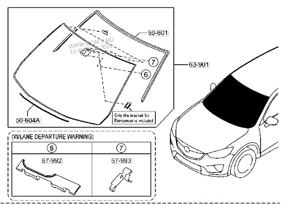 Moldura vidro para-brisas aplicação/MAZDA (Valor a ser verificado no dia da consulta)