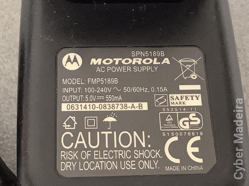 Carregador Motorola SPN5198B , FMP5198B  5V 550mA