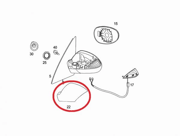 Revestimento, retrovisor exterior lado esquerdo aplicação/MERCEDES-BENZ (Valor a ser verificado no dia da consulta)