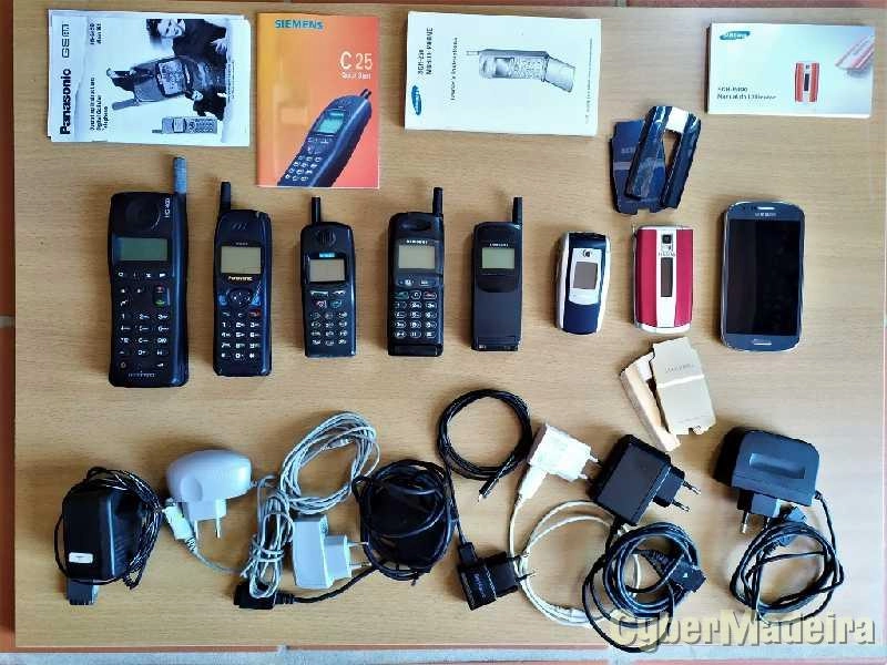 Telemoveis antigos Alcatel, Panasonic, Siemens e Samsung