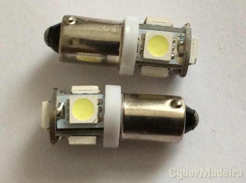 Lâmpadas 12V 5 led branca casquilho 9mm