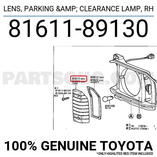 Vidro de luz de estacionamento Koito Clear lado direito aplicação/TOYOTA (Valor a ser verificado no dia da consulta)