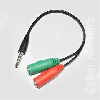 Cabo adaptador Jack 3.5mm 4pin macho - 2x Jack 3.5mm 3pin (micro+ausclt.) Fêmea