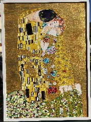 O BEIJO - pintura à mão inspirada em Gustav Klimt