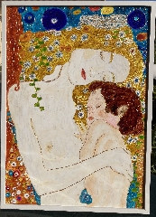 Mãe e Filho - pintura à mão inspirada em Gustav Klimt