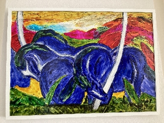 Cavalos Azuis. 50 cm x 70 cm